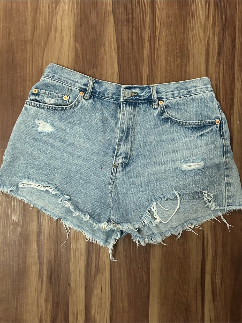 Love Tree Faded Blue Distressed Denim Cutoff Shorts